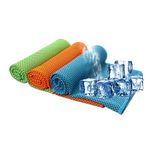 SHISHUO Cooling Towel - 3 Pack 85 x 30 cm Ice Cold Instant Relief Quick Dry Sweat Towel for Sports (Green, Orange, Blue)