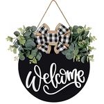 Welcome Sign for Front Door Porch Decor Farmhouse Wreath Wall Decor Φ30cm Round Wooden Hanging Housewarming Home Decor for Home Outdoor Indoor