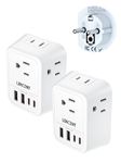 LENCENT 2 Pack Germany France Travel Power Adapter, Type E/F Plug Converter with 4 Outlet, 4 USB Charger(2 USB C) Adaptor, US to EU Spain Franch Germany Greece Iceland Korea, Cruise Approved