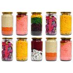 STAR WORK 1000 Gram Glass Jar with Air Tight Gold Lid for Kitchen Dried Masla Storage Jar,Honey Jar,Jar and Container,Spice Masala Jar,Glass,Visible Glass Jar for Kitchen Storage Set Of (10)