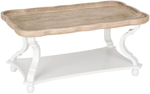 COZAYH Rustic Farmhouse Cottagecore Coffee Table, Natural Tray Top Sofa Table for Family, Dinning or Living Room, Small Spaces, Handcrafted Finish, Modern