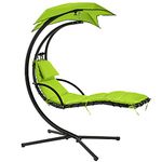 FDW Patio Chair Lounger Chair Hanging Chaise Floating Chaise Canopy Swing Lounge Chair Hammock Arc Stand Air Porch Stand for Outdoor Indoor (Green)