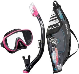 TUSA Sport Adult Serene Mask and Dry Snorkel Combo, Black/Hot Pink
