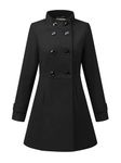 Allegra K Women's Stand Collar Double Breasted Slant Pockets Outwear Winter Coat Black M