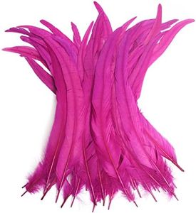 THARAHT 50PCS Rooster Coque Tail Feathers Bulk Natural 14-16Inch 35-40cm for Crafting Wedding Fly Tying Feather Party Performances DIY Decoration Rooster Tail FeatherHot Pink