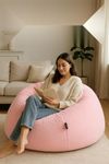 Mollismoons XXXL Pink Fur Bean Bag Cover � Cover Only, Without Beans, Jakkard Bottom, Washable(Assembly Required)