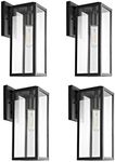 Bestshared 15" Outdoor Wall Lantern, 4 Pack Exterior Wall Sconce Light Fixtures,Wall Mounted Single Light, Black Wall Lamp with Clear Glass