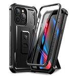 Dexnor for Apple iPhone 13 pro max Case, [Built in Screen Protector and Kickstand] Heavy Duty Military Grade Protection Shockproof Protective Cover for Apple iPhone 13 pro max - Dark Black