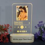 SHAYONA Acrylic Customized Photo and Song Glass Spotify Plaque with Wooden LED Light Stand | Personalized Photo Music Frame with scannable Code (Transparent, 6 x 9 Inches), Warm White