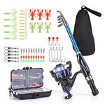 LEOFISHING Light Weight Kids Fishing Pole Telescopic Fishing Rod and Reel Combos with Full Kits Lure Case and Carry Bag for Youth Fishing and Beginner 130CM Blue (Blue, 150cm)