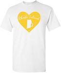 I Love State Heart T-Shirt Basic Cotton, Rhode Island White, X-Large