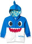 Pinkfong Boys Baby Zip Up Big Face Hoodie-Daddy Shark Blue Toddler Sizes 2t-5t, Blue, 4T