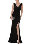 Ever-Pretty Women's Formal Gown Sleeveless V Neck Cocktail Long Split Wedding Mermaid Dress Black XXL