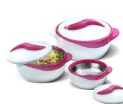 Set of 3 Thermo Dish Hot or Cold Casserole Serving Bowls with Lids - Purple