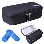 JAKAGO Insulin Cooler Travel Case Waterproof Portable Diabetic Medical Organize Bag with 2 Ice Pack Cooler Insulation Liner for Insulin Syringes Pens Vials Glucose Meter (Black)