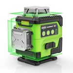 HUEPAR 4D Laser Level 360 Self Leveling with LCD Angle Screen, 4 x 360° High Brightness Rechargeable Lazer Leveler Tool for Construction and Picture Hanging, Strong Magnetic Bracket -Y04CG