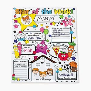 Fun Express All About Me Posters Elementary Set of 30 - Star Student of the Week Classroom Posters for Preschool, Kindergarten & Elementary School | 17x22 Educational Decorations for Teachers