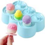 Mini Ice Pop Molds BPA Free, Silicone Reusable Small Popsicle Molds with Sticks, DIY Ice Cream Makers [Cavity of 6], Funny Animal Shape Cute Yogurt Tubes