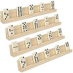 Belle Vous Wooden Domino Racks (4 Pack) - 33.6 x 2.8 x 4.7cm/13.23 x 1.10 x 1.85 Inches - Professional Premium Tile Rack Trays - Game Holders for Word Tiles, Mexican Train, Mahjong & Chickenfoot Games