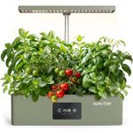SUNCOZE Hydroponics Growing System Kit with 24W Dimmable Grow Light, 12 Pods Indoor Herb Garden with Timer & Local Time Setting, Adjustable Height, Smart Countertop Garden for Home & Kitchen, Green