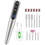 NAILGIRLS Nail Drill Rechargeable Cordless Nail Drill Machine, Portable Electric Nail Drill 35000RPM Professional Electric Nail File for Acrylic Gel Nails, Efile Manicure Pedicure Polishing, Silver