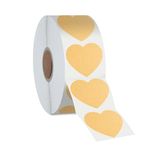 500 Heart Shaped Kraft Stickers, Natural Brown Round Blank Labels with Permanent Adhesive Color Code Kraft Stickers with Perforation Line for Crafts, Organizing, Personal and Business Use (Each 1.5")