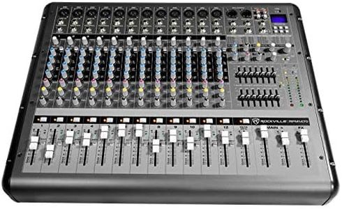 Rockville RPM1470 14 Channel 6000w Powered Mixer w/USB, Effects/14 XDR2 Mic Pres,Black