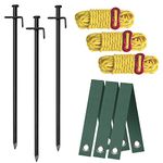 Aoipend Heavy Duty Tree Stakes Kit, Tree Supports for Leaning Tree 3pcs Metal Stakes-3pcs Tree Straps-40ft Reflective Guy Lines Resistant to Strong Winds Anchoring Kits for Young Trees Outdoor Tent