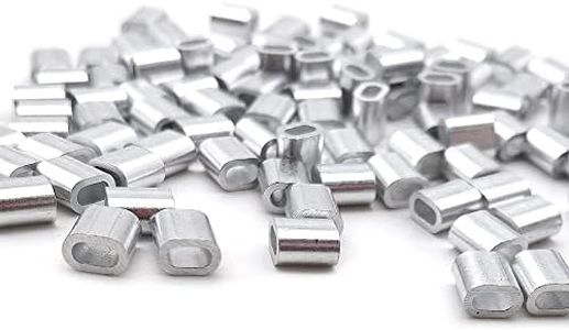 GOIYZTTR Pack of 100 Aluminium Press Clamp Clip, Single Hole Cable Clips, Aluminium Crimp Loop, Wire Rope Connector for 2.0 mm Diameter Wire Rope and Cable