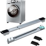 Yolizor Heavy Duty Appliances Rollers with 360°Swivel Wheels 660 lbs Grey Adjustable Furniture Moving Roller 17.7"-27.6" Furniture Sliders with Locking Brakes for Refrigerator Washer Dryer