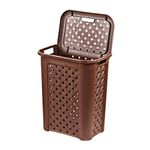 Cello Classic Plastic Laundry Basket with Lid, 50 Litres, Brown | Lightweight and Portable | Storage Organizer | Convenient Handling | Useful For Storing Clothes, Toys, Books