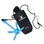 Arya Life Kayak & Paddle Board Anchor with 40ft Rope (7mm/0.275" Thick). Premium 3.5 lbs Folding Anchor Kit for Paddle Boards, Canoes, Kayak and Small Boats. (Kayak Fishing Accessories) (SUP), Blue
