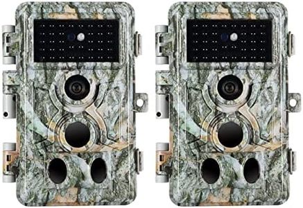 2-Pack Trail Camera 32MP 1296P H.264 MP4 Video No Glow 90ft Night Vision 0.1S Trigger Speed Motion Activated Waterproof IP66 Game Cam for Wildlife Hunting or Home Surveillance