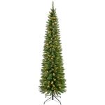 WeRChristmas Pre-Lit Pencil Christmas Tree with 180 LED Lights, 6.5 feet/1.95 m - 25 x 25 x 213 cm, Green