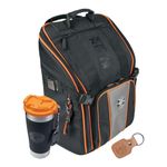 Klein Tools 80062 Backpack Tool Kit with Tradesman Pro 21-Pocket Backpack, Insulated Tumbler and Leather Key-Chain, 3-Piece, Black/Orange, 3-Piece, Backpack With Tumbler and Key Chain
