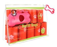 BPS - Extra Thick Waste Poop Bags with Dispenser - Scented, Red, 240 Bags