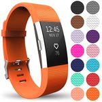 Yousave Accessories Compatible Strap for FitBit Charge 2, Silicone Sport Wristband for the FitBit Charge 2 - (Large - Single Pack, Orange)