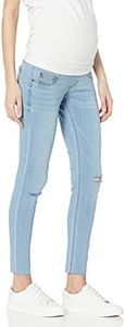 Motherhood Maternity Women's Super Stretch Secret Fit Over The Belly Skinny Ankle Length Jeans Indigo Blue, Light Wash-Ankle Length, Large