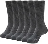 WANDER Men's Running Crew Socks 6 Pairs Cotton Athletic Socks for Men Cushion Half Performance Socks 12-15