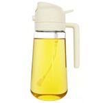 ZHIYE Oil Spray Bottle for Cooking, 500ML 2 in 1 Olive Oil Dispenser Sprayer for Kitchen Premium Clear Glass Bottle for Cooking, Air Fryer, BBQ, Salad, Beige