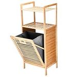 Prosumers Choice Bamboo Tilt Out Laundry Hamper - Lightweight Design with Tilt-Out Hamper and 2-Tier Shelves - Removable Liner - Clothes Hamper - Ample Storage Space - 15.5"L x 11.8"W x 37.4"H