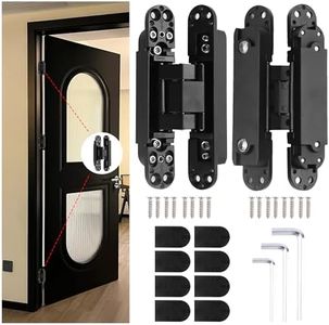 Zeyuansen 6" Hidden Hinges for Doors Invisible Hinges Concealed Hinges Zinc Alloy 180 Degree Swing Hinge 3 Way Adjustable Butt Silent Door Hinge 6 x 2.5 x 1 inch (Black Pack of 2)