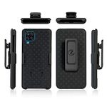 ZASE Samsung Galaxy A12 Holster Belt Clip Case Tough Super Slim Rugged Protective Cover Armor Defender Strong Belt Clip Kickstand Compatible w/Galaxy A12 6.5 inch 2021 (Black Holster Combo Case)