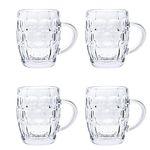 Classic Beer Pint Style Mugs Glass Pot Old Pub Bar Style Tankard Handle Stein Dimple (4)