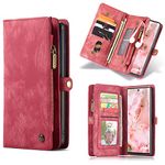 SWP Wallet Case for Samsung Galaxy S22 Ultra, Case w/Magnetic Detachable Cover [8 Card Slots] Clutch Wallet w/Wristlets Money Pocket Compatible with Samsung Galaxy S22 Ultra (Red)