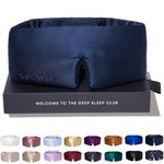 DROWSY Silk Sleep Mask. Face-Hugging, Padded Silk Cocoon for Luxury Sleep in Total Darkness (Midnight Blue)