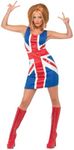 Smiffy's Women's 1990's Ginger Power Costume, Red & Blue, L - US Size 14-16