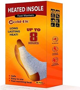 WORLD-BIO Disposable Insole Foot Warmers - Long Lasting Safe Natural Odorless Air Activated Warmers - Provide 8 Plus Hour Heating - 16 Pairs Value Pack