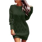 Yihaojia Women Elegant Long Sleeve V Neck Sweater Dress Embroidery Cable Knit Party Dress Ribbed Knitted Bodycon Sweater Dress Todays Clearance Deals Todays Clearance Deals in All Departments