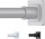 UIOSANRT Silver Shower Curtain Rod 31-55 Inches Non-Slip Shower Rod Tension Mounted No Drill Shower Curtain Rods Spring Tension Rod Adjustable Tension Curtain Rod for Windows Bathroom